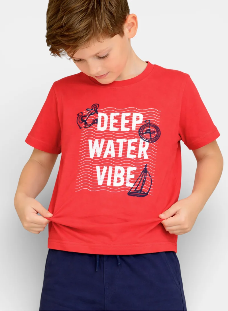 Victor And Jane  Boys Deep Water Vibe T-Shirt & Navy Shorts Set for Men | Best Price UAE